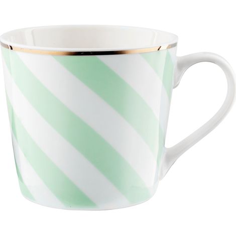 Florina Porzellanbecher mit geometrischen Streifen, 400 ml, Grün