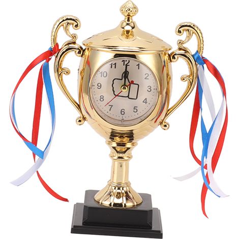 Réveil rétro réaliste, modèle trophée, petit réveil décoratif de bureau pour chambre, salon, chambre d'étudiant, doré (1/5)
