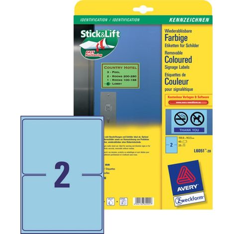 Etiketten Wiederablösbar 199,6x143,5mm Blau 40x Stück (1/5)
