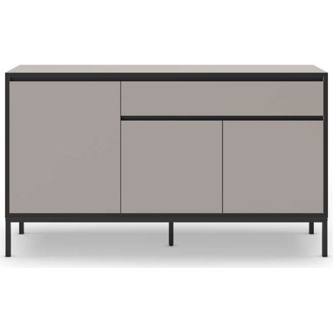 Aparador 3 puertas 1 cajón md-Cris acabado crema y negro, 140cm(ancho) 80cm(alto) 40cm(largo) (1/3)