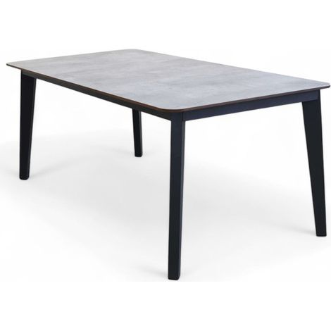 Tavolo con struttura in alluminio nera e piano laminato grigio chiaro 180x90xH76 cm Cancu (1/5)