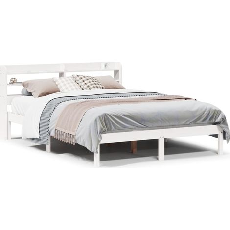 Maison Exclusive - Cadre de lit sans matelas blanc 160x200 cm bois de pin massif