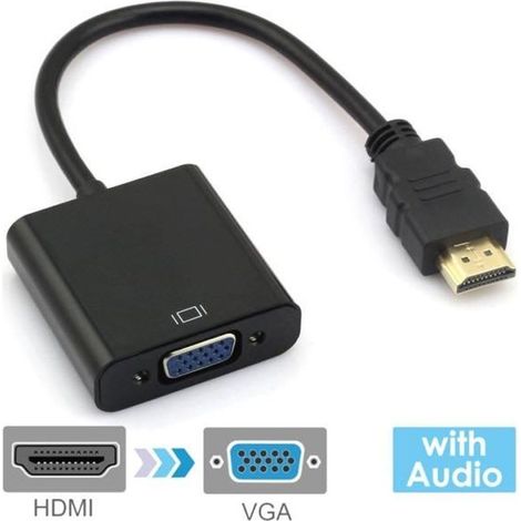 24cm Full HD 1080P HDMI to VGA + Audio Output Cable for Computer / DVD / Digital Set-top Box / Laptop (Black) (1/4)
