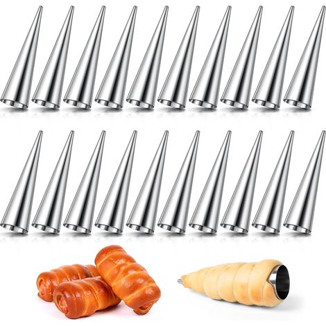 Juego de 20 moldes para cannoli y croissants de acero inoxidable. Moldes para croissants, hojaldre y helado. (1/5)