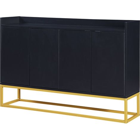 Aparador buffet de 4 puertas sin tiradores 120 x 30 x 80 cm en negro HOMVRA (1/5)