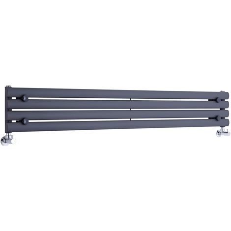 Hudson Reed – Radiateur horizontal en acier anthracite 23,6 x 160 cm – Puissance 518W – Pour chauffage central – Garantie 20 ans (1/5)