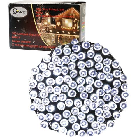 Luci natalizie a LED bianche a forma di riso con programmatore multifunzione, 100 pezzi, lunghezza 6,5 m, alimentazione di rete. (1/5)