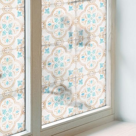 Sichtschutzfolie 100x116 cm Dekorativ Folie für Schlafzimmer Milchglas Selbstklebend Sichtschutz Fenster Dekorfolie Blickdicht PVC Rustikale Fliesen
