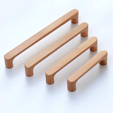 Maniglie per mobili in legno - Maniglie per ante e cassetti - Design in legno massello - 128 mm - Legno di faggio (1/5)