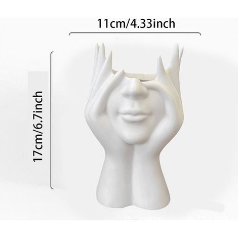 Vaso multifunzionale in ceramica portapenne per mensola o scrivania, porta pennelli per il trucco, articoli per ufficio per casa, ufficio e galleria, bianco (1/5)