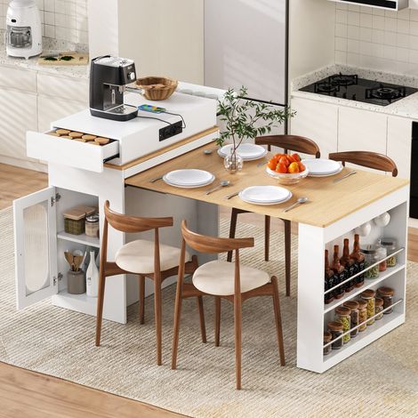 tavolo pranzo allungabile con prese e ruote bianco OKMYHOME (1/5)
