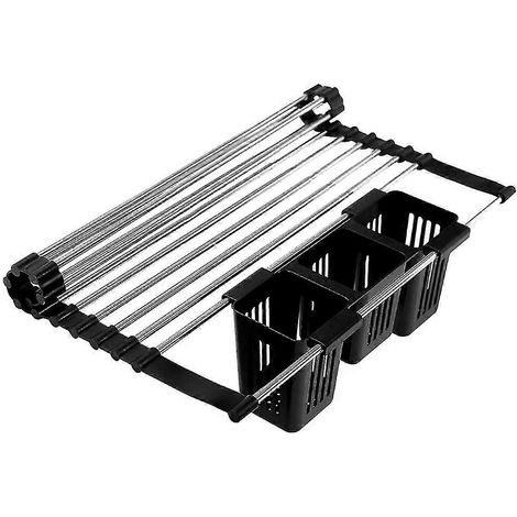 Foldable Multifunction Dish Drying Rack Kitchen Organizer Storage Drainer Stainless Retractable Rack (1/5)