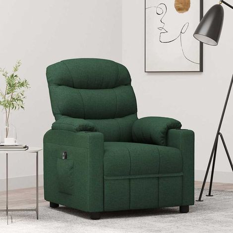 vidaXL Sillón reclinable eléctrico tela verde oscuro (1/5)