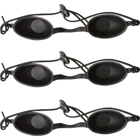 SHINING HOUSE3 pcs Lunettes de Protection UV - Lunettes Bronzage, Masque Yeux Contre Rayons UV, Lunettes de Solarium pour Le Traitement Cosmétique au Laser, l'épilation IPL, la Protection UV,noir,16cm (1/4)