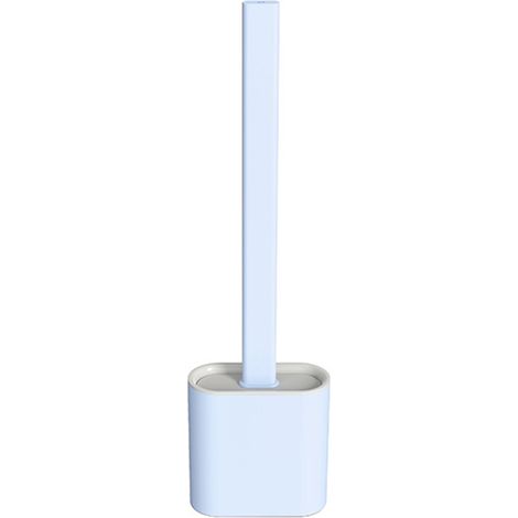 WC-Bürste mit Bürstenhalter, Wandmontage mit Klebebasis, 1 Bürste, PP und TPR, 36,5 x 9,8 x 4,3 cm, Blau, platzsparendes und ergonomisches Design (1/5)