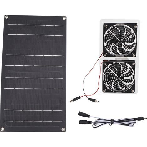 Kit Ventilateur Solaire 100W Double Ventilateurs IP67 Étanche Faible Bruit Large Application Pour Maison de Chien (1/5)