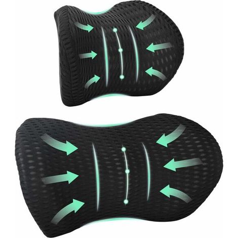 Oreiller cervical et oreiller dorsal, noirs, en mousse à mémoire de forme. (1/5)
