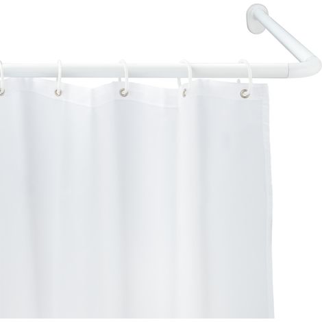 Wenko – Barre pour rideau de douche en aluminium blanc clair – Diamètre 2,5 cm – Fixation stable – Longueur ajustable 70/80 cm (1/6)