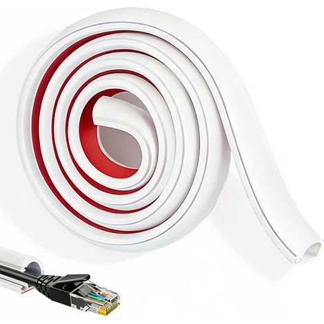 3 MÈTres de Goulotte Passe Cables Auto-AdhÉSif Cache-Cordon en PVC Souple Goulotte Passe Cable Mural IdÉAle pour La Gestion des Câbles À Domicile et Au Bureau Blanche 15 × 10 Mm (1/5)