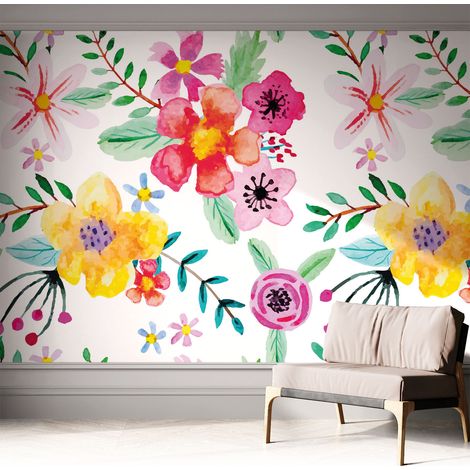 Papier peint autocollant avec imprimé pour intérieur moderne application facile a motif Fraîcheur florale 312x219 cm (1/5)