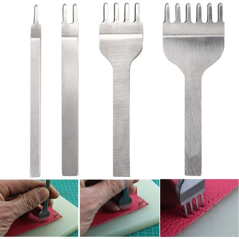 Poinçon à 1, 2, 4, 6 dents pour cuir - Outil de maroquinerie DIY et couture - 6mm (1/4)