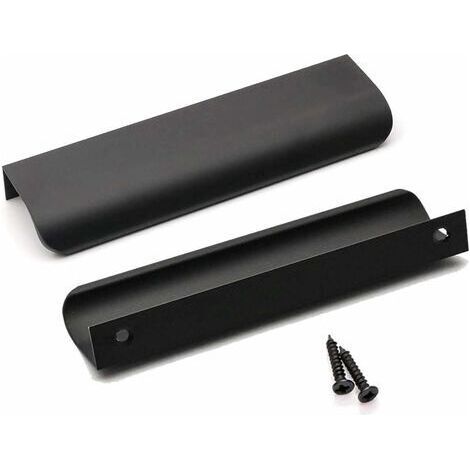 Lot de 10 Poignee de Meuble Cuisine Noir Poignée Cuisine Noir Poignée Profil Noir Poignée Meuble Noir Mat en Alliage d'Aluminium Entraxe 128mm Longueur 150mm(Noir) (1/5)