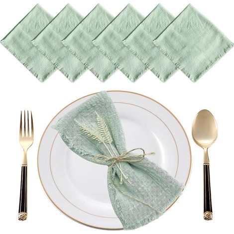 6 pcs Serviettes de Table en Tissu 42x42 cm, Couleur Unie Serviette (1/5)