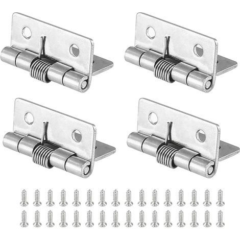 Lot de 4 charnières à ressort pour armoires, longueur 1,5 pouce, charnières à ressort en acier inoxydable à fermeture automatique (1/5)
