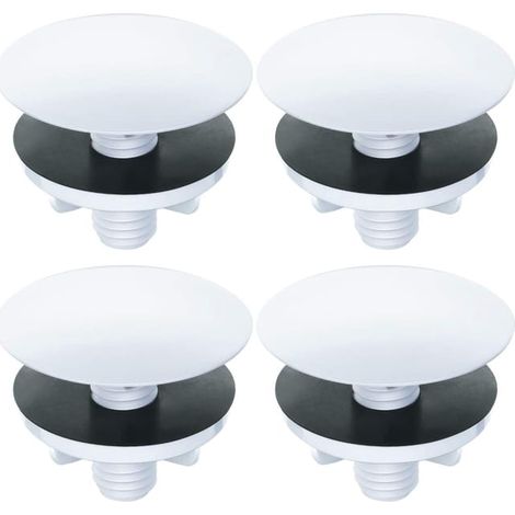 Lot de 4 caches-trous pour évier, bouchons robinet, plaques métal pour cuisine, étanches (1/5)