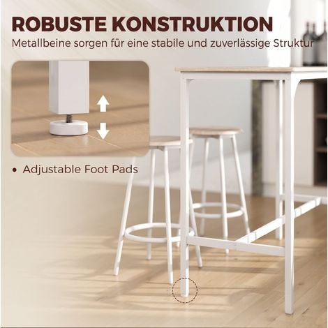 Tavolo bar 110x50x89,5 cm in legno multistrato bianco e rovere, 4 posti salvaspazio – MEUBLIV (1/5)