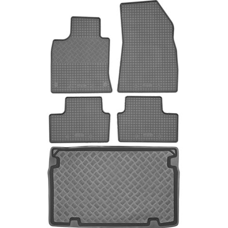 Renault Clio V Hatchback a partir de 2019 SET - Alfombrillas de goma para coche + alfombrilla para maletero