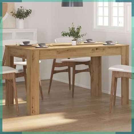 856573 Table à manger chêne artisanal 140x74,5x76 cm bois d'ingénierie (1/5)