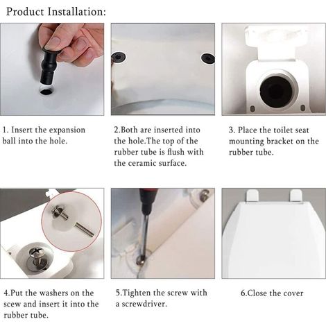 fixations de charnière de siège de toilette, vis d'expansion de couvercle de toilette, ensemble de vis de siège de toilette, pièces de rechange de couvercle de toilette