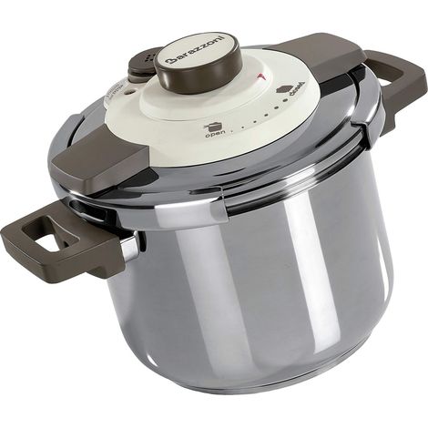 Pentola a Pressione Autocuiseur Barazzoni Easy Dual System 2.0, Capacit� 6 litri, � 22 cm, in Acciaio Inox 18/10, Fabbricata in Italia