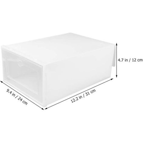 1Pcs Boîtes de Rangement à Chaussures Clear Empilable Chaussures Conteneurs Organisateurs avec Couvercles Case Plastique, Blanc