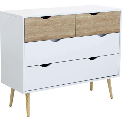Naturholzschrank mit 4 Schubladen 99x39xh82 cm Spencer