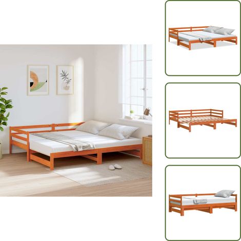 Lit de jour et lit gigogne sans matelas 80x200 cm bois massif - Lit Deux Places - Canapé Lit - Lit Gigogne - Meuble Multifonctionnel - Lit Design