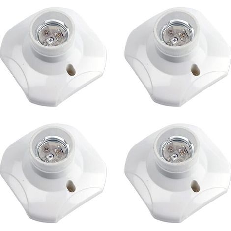 Set mit 4 E27-Schraubfassungen für Deckenleuchten, E27-Garagenleuchtenfassungen, 220–240 V Wechselstrom, LED-Lampenfassung, E27-Sockel für Deckenleuchten, weißer Kunststoff-Lampensockel für Wandleucht (1/4)