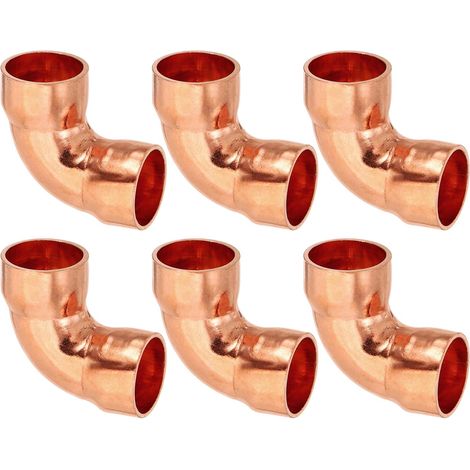 6pcs Raccord Coudé en Cuivre pour Tuyaux Gaz, 14mm Raccord Tuyau d'Arrosage Durite Essence, Raccords Tuyauterie à Pression pour HVAC Climatisation Plomberie, Épaisseur 1mm (1/5)