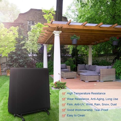 Telo di copertura per tavolo da ping pong, in tessuto Oxford 420D, impermeabile, resistente ai raggi UV e alla polvere, per uso interno/esterno, 185x70x165 cm (1/4)