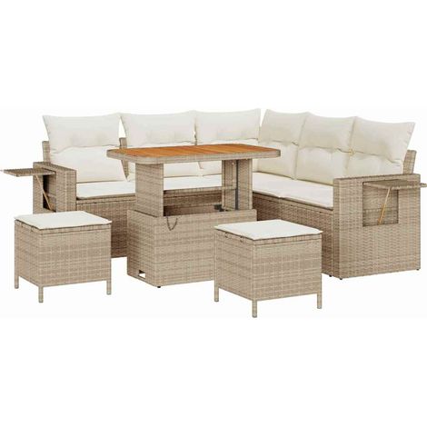 Maison Exclusive - Set Divano da Giardino 9 pcs Beige e Crema polyrattan