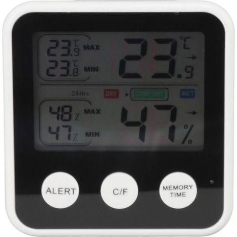3,7-Zoll-LCD-Innenthermometer mit hoher Präzision, Komfortanzeige und Feuchtigkeitssensor für Zuhause, Küche und Büro. (1/5)