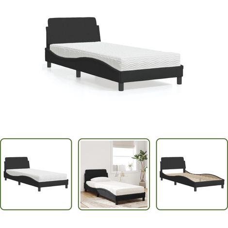 vidaXL Samtbett -  Bett mit Matratze "Dover" Schwarz 90x200 cm Samt (1/5)