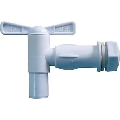 Robinet De Cuve - Quart De Tour 20x27mm - Sortie Lisse - Pour Cuve Jusqu'à 100 L - Blanc - 1 Pièce (1/2)