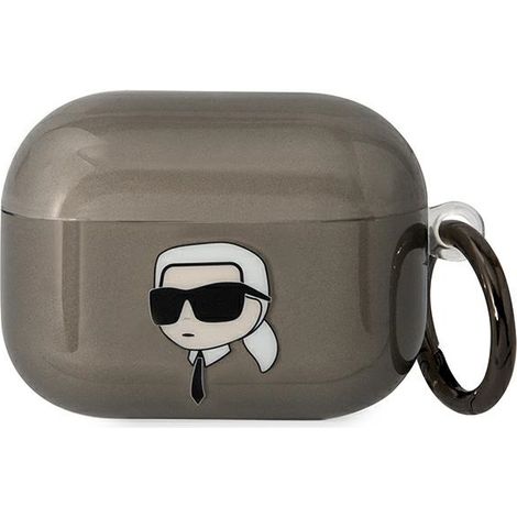 Funda para AirPods Pro de Karl Lagerfeld, color negro/negro. La cabeza de Karl. (1/3)