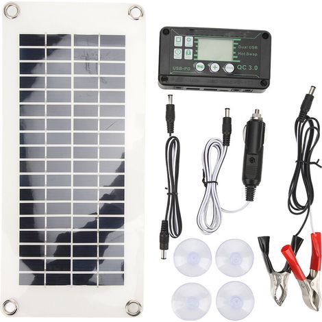 Jeffergarden Kit de panneaux solaires pour camping-car, 30W, en polysilicium, panneau de chargeur de batterie PET avec contrleur de tension de Charge 50A, pour cabines, bateaux, Marines-DOU