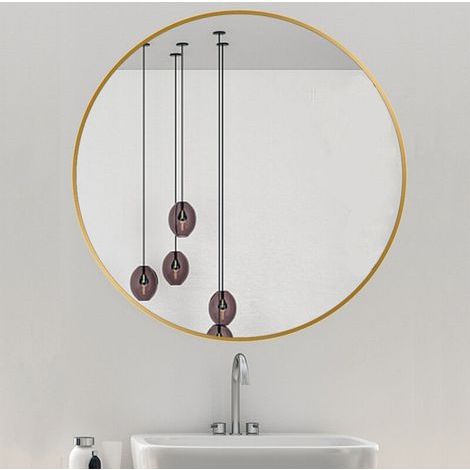 60cm Or Miroir Circulaire Miroir de Vanité avec Cadre en Alliage d'Aluminium Brossé Décoration Moderne pour Salle de Bain, Salon, Chambre à coucher (1/5)