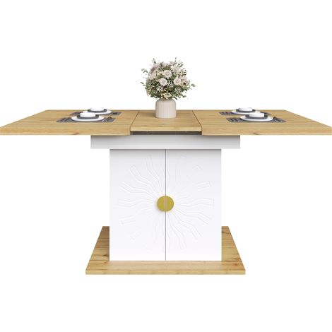 ELVMI Mesa de Comedor Extensible con 2 Estantes, Tablero de MDF, para Cocina y Salón, 110 x 70 x 76.5 cm (1/5)