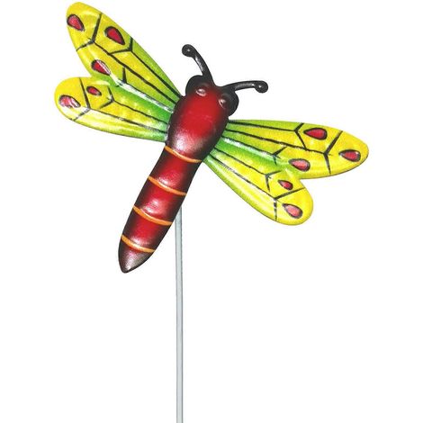 Libellule décorative en métal pour jardin extérieur, piquet, ornement raffiné pour terrasse et cour.