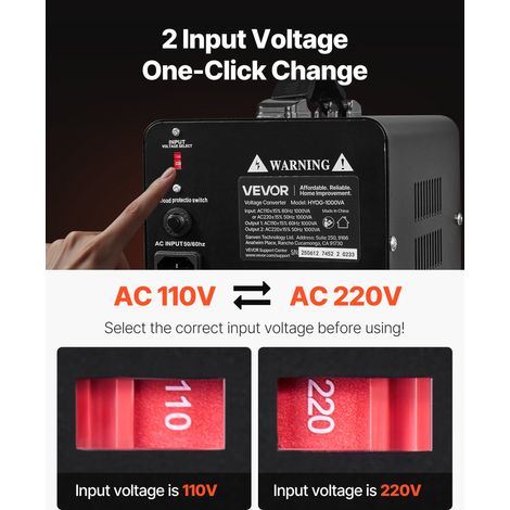 Transformateur 220 V à 110 V et 110 V à 220 V, Transformateur de Tension Élévateur et Abaisseur, 1000 VA, avec Prises Américaines,… (1/5)